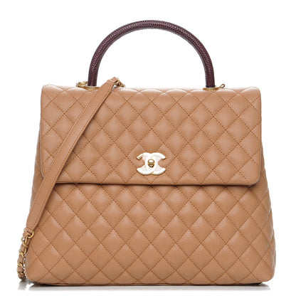 Chanel Caviar Lizard Quilted Large Coco Handle Flap Beige 1 of 8