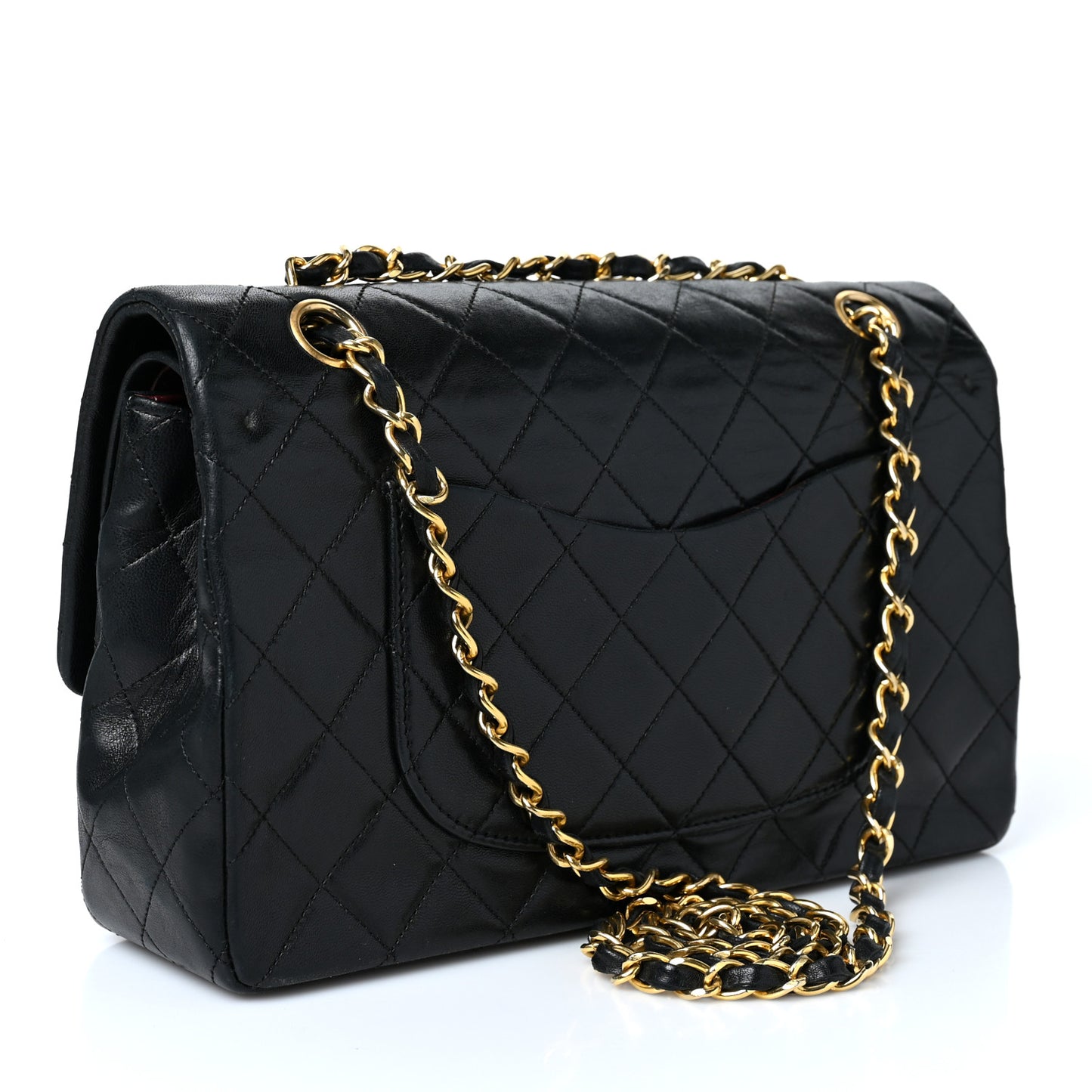 Lambskin Quilted Medium Double Flap Black