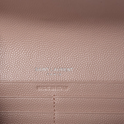 Saint Laurent Grain De Poudre Matelasse Chevron Monogram Flap Wallet Pale Pink 6 of 7