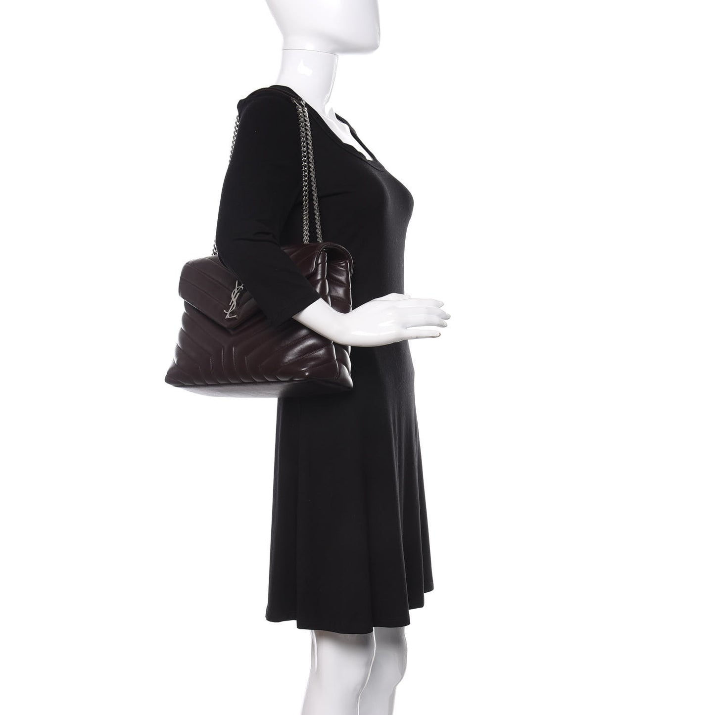 Calfskin Y Quilted Monogram Medium Loulou Chain Satchel Amaranto