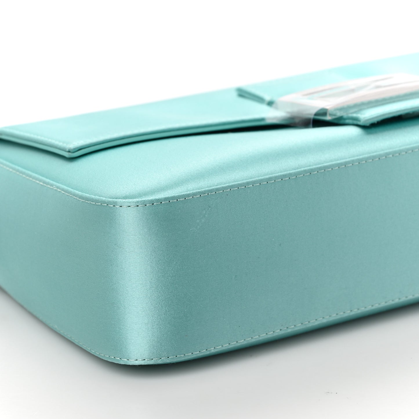 X TIFFANY Satin Nappa Silver Baguette Blue Tiffany Silver