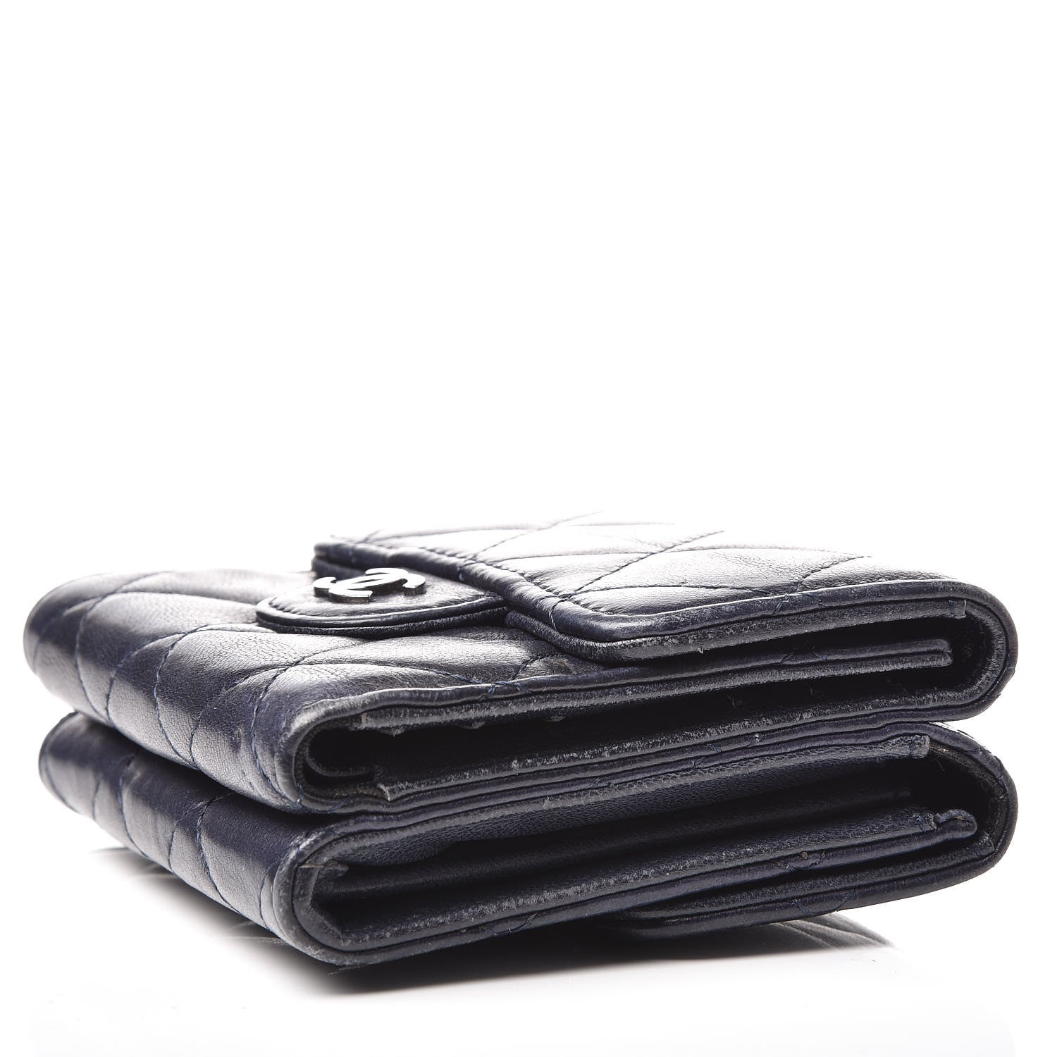 Chanel Lambskin Quilted Compact French Flap Wallet Navy 12 of 12