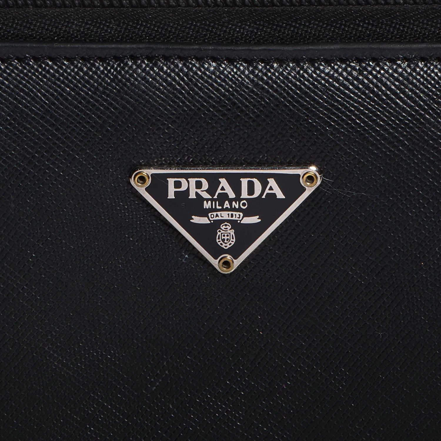 Prada Saffiano Triangle Zip Around Wallet Nero Black 3 of 9
