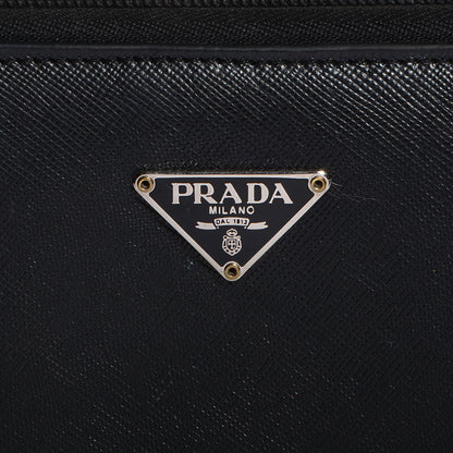 Prada Saffiano Triangle Zip Around Wallet Nero Black 3 of 9
