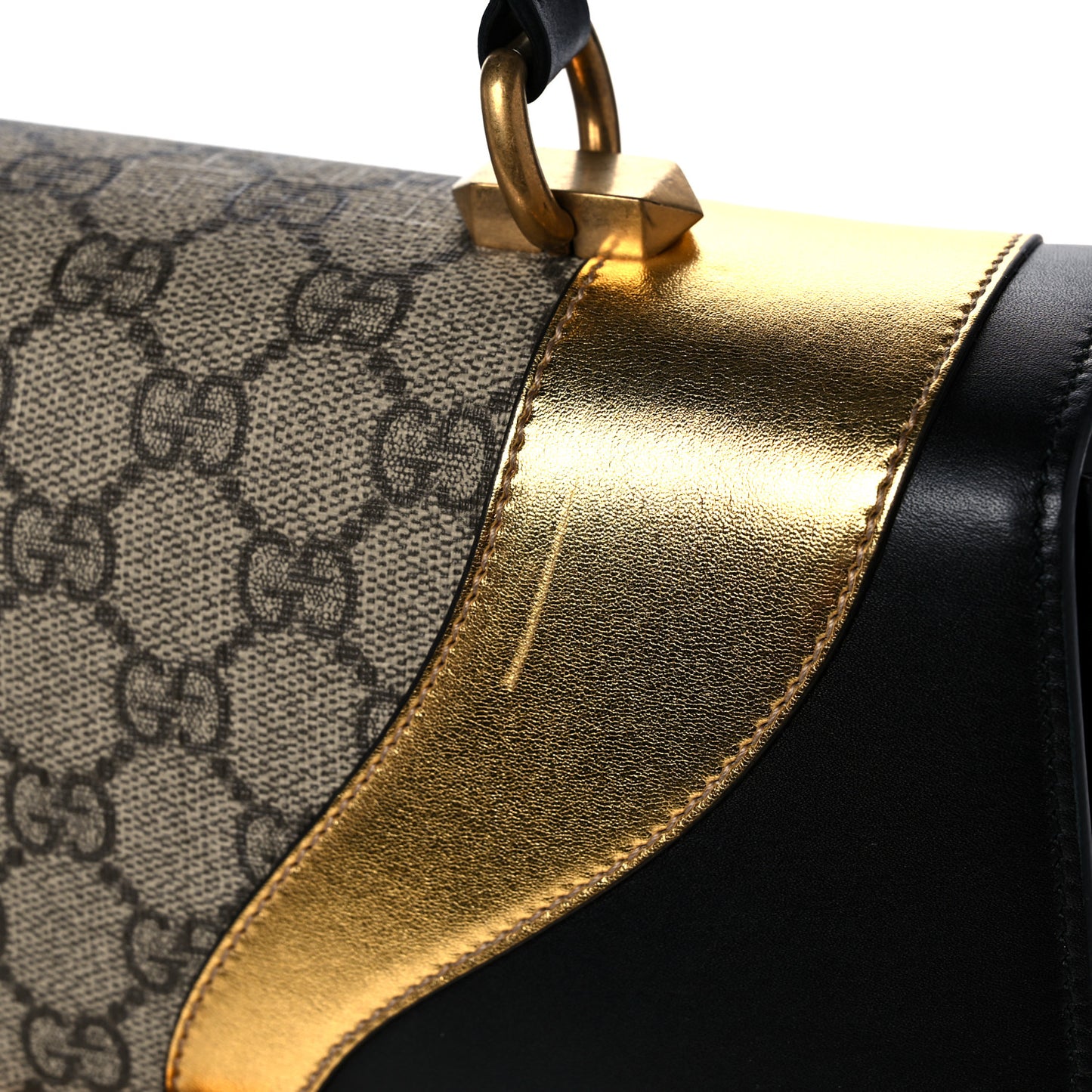 Nappa GG Supreme Monogram Medium Osiride Top Handle Bag Black Oro Vecchio Beige Ebony