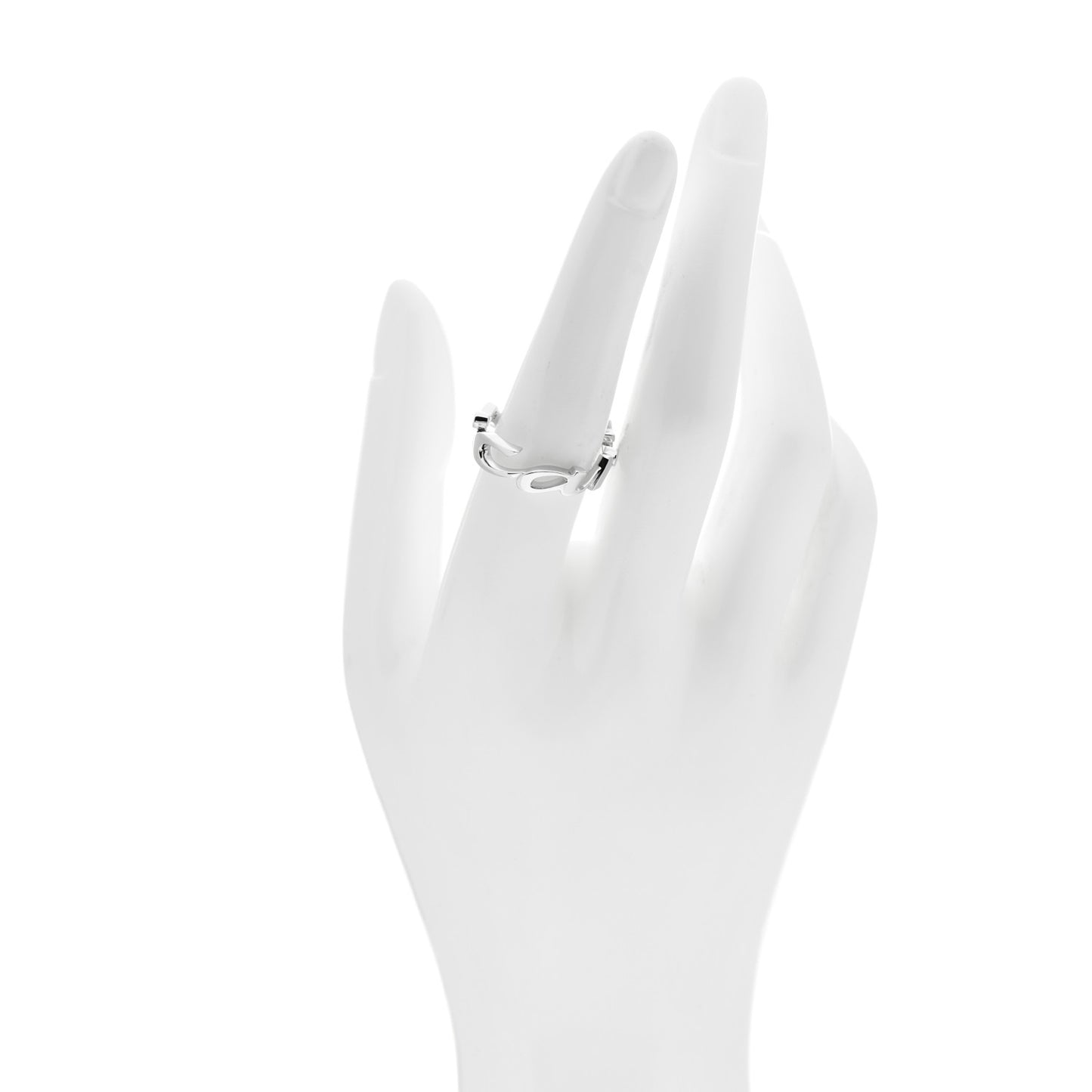 18K White Gold Signature Ring 56 7.75