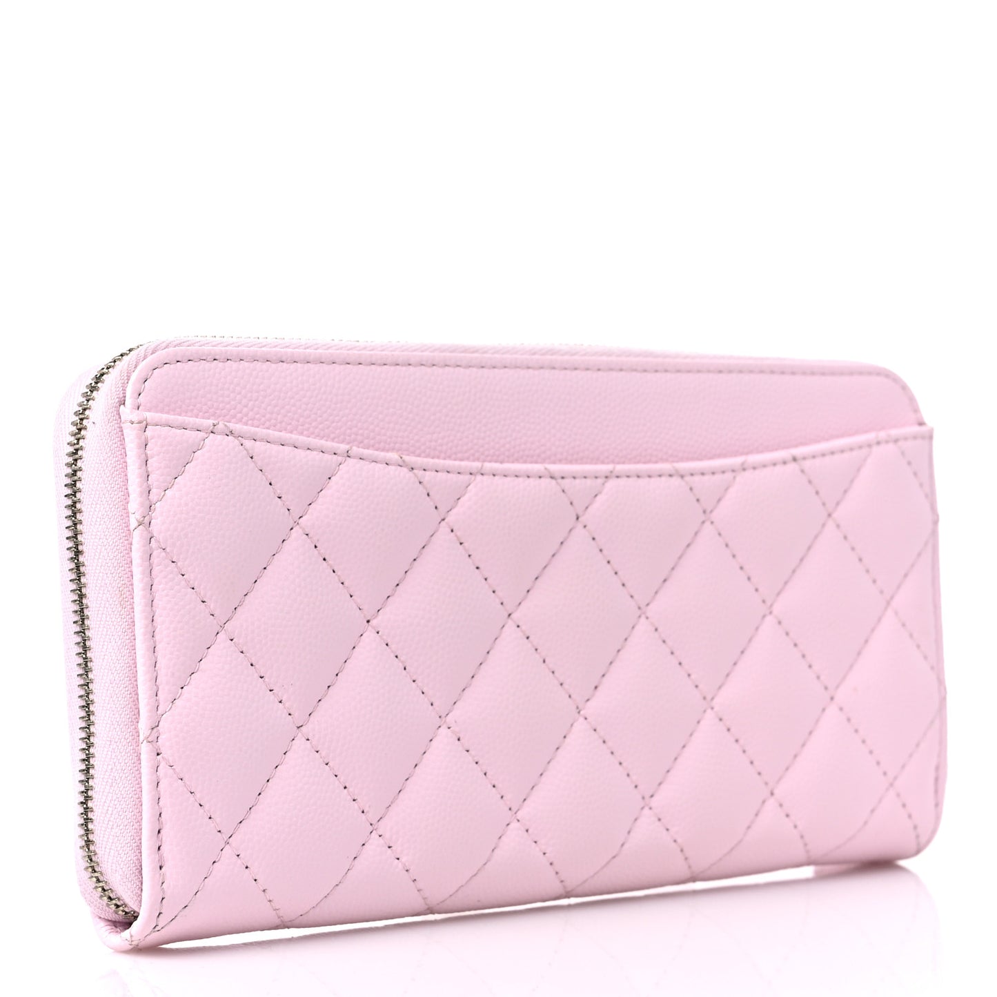 Caviar Quilted Large Gusset Zip Around Wallet Light Pink