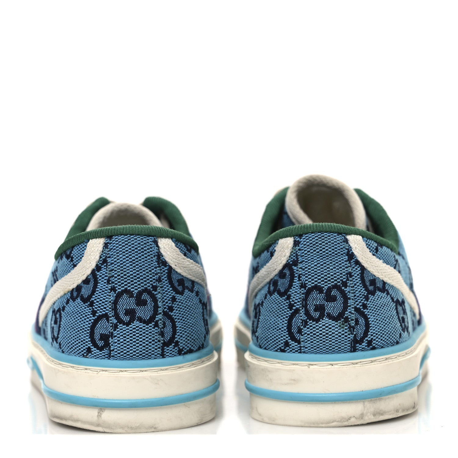 Gucci GG Monogram Multicolor Web Womens 1977 Tennis Sneakers 35 Light Blue Mystic White 6 of 10