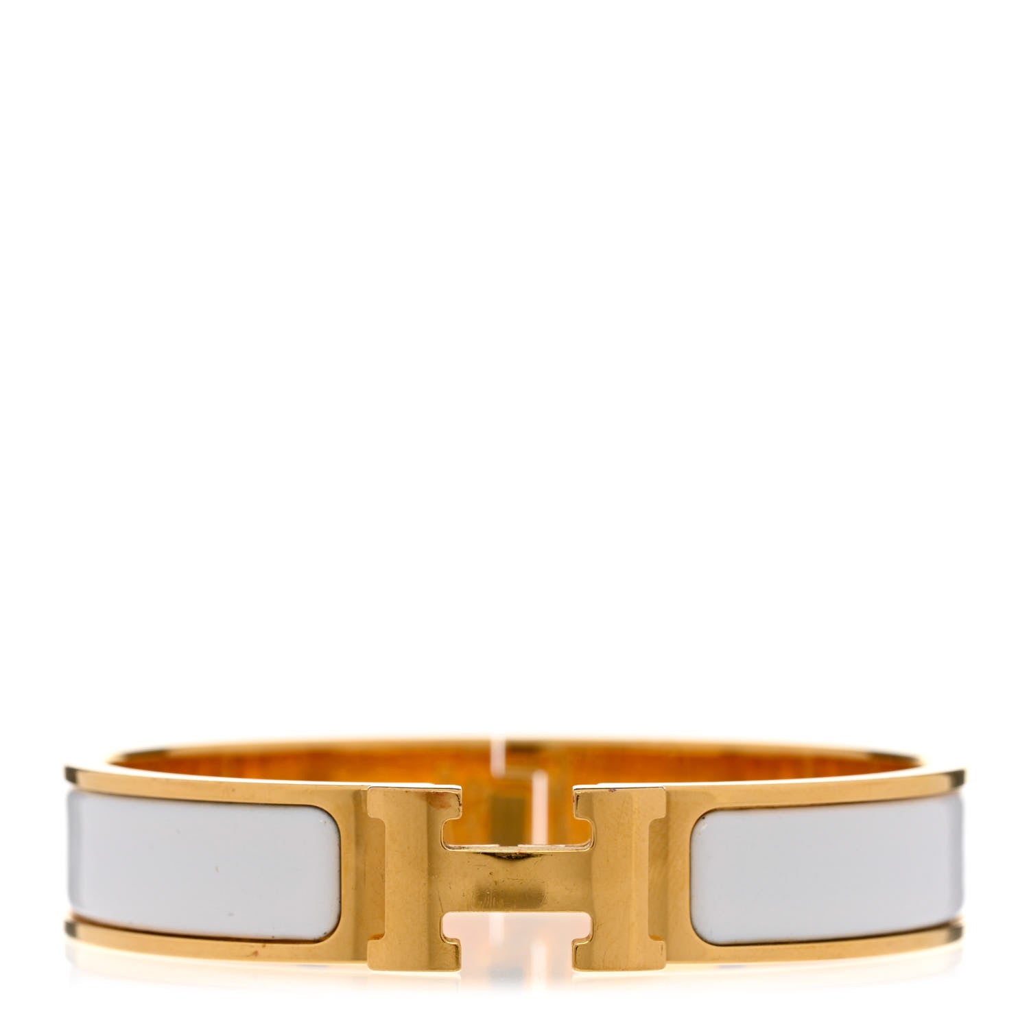 Hermes Enamel Narrow Clic Clac H Bracelet GM White 1 of 4