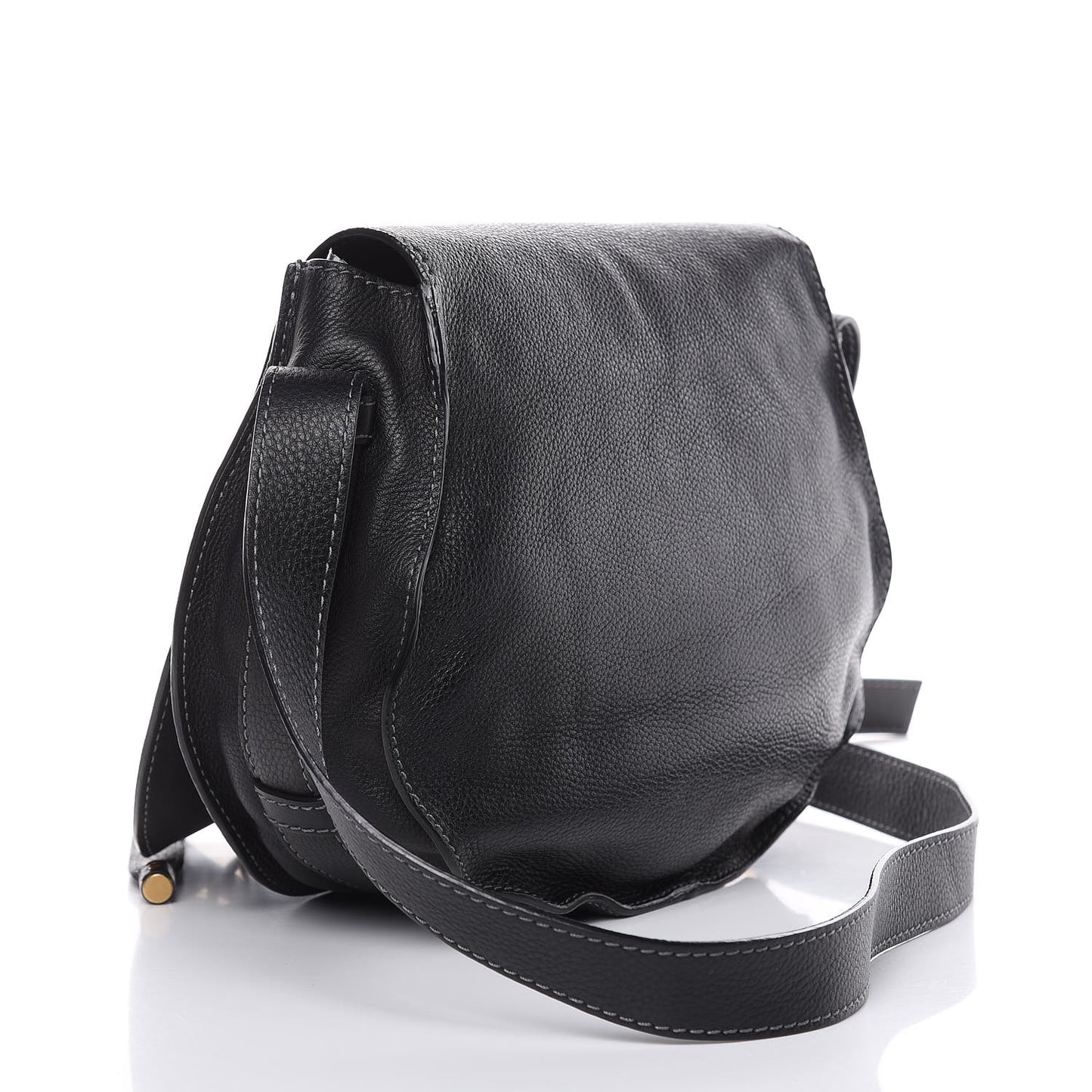 Calfskin Medium Marcie Round Crossbody Bag Black