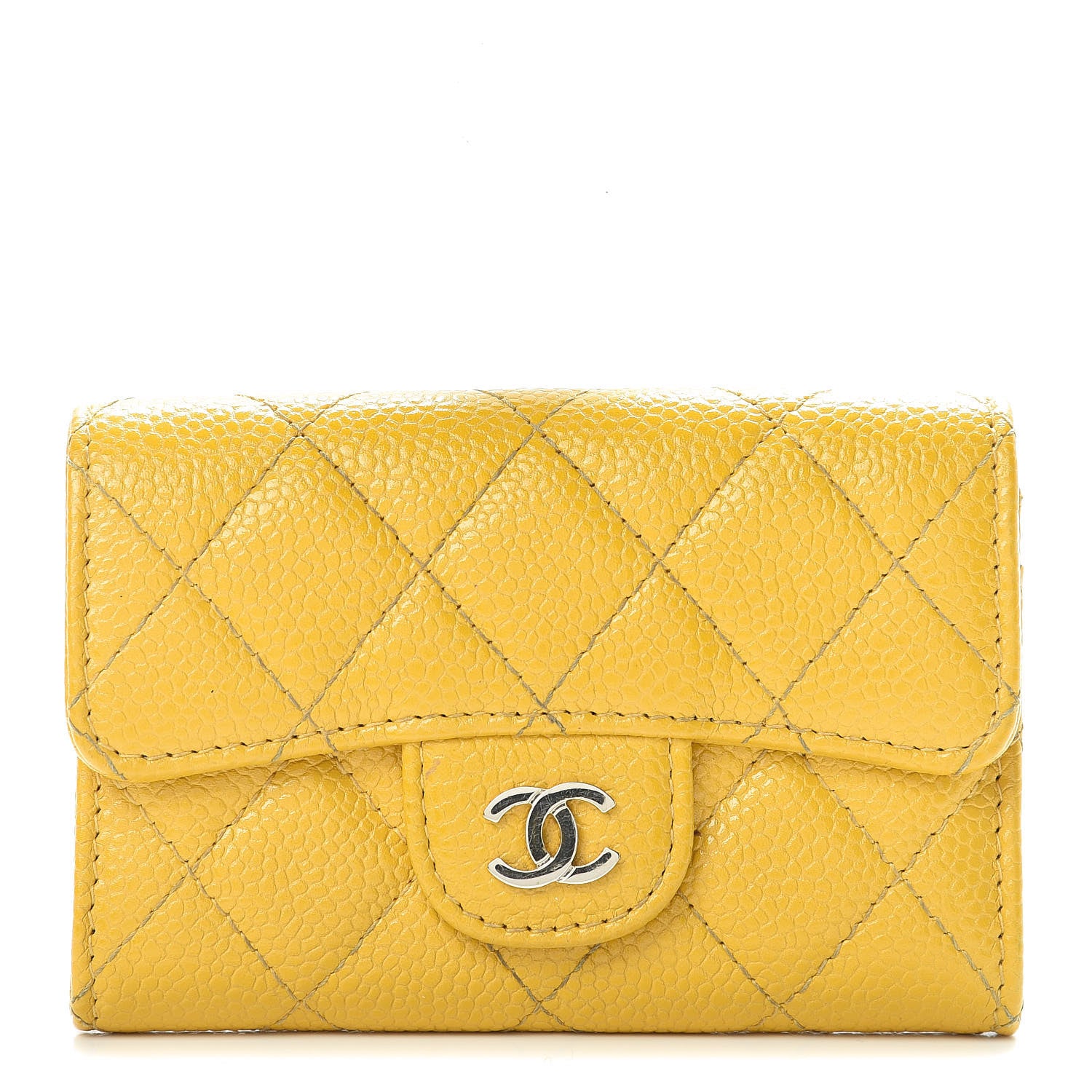Chanel Caviar Quilted Flap Card Holder Yellow 1 of 10