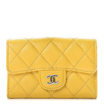 Chanel Caviar Quilted Flap Card Holder Yellow 1 of 10