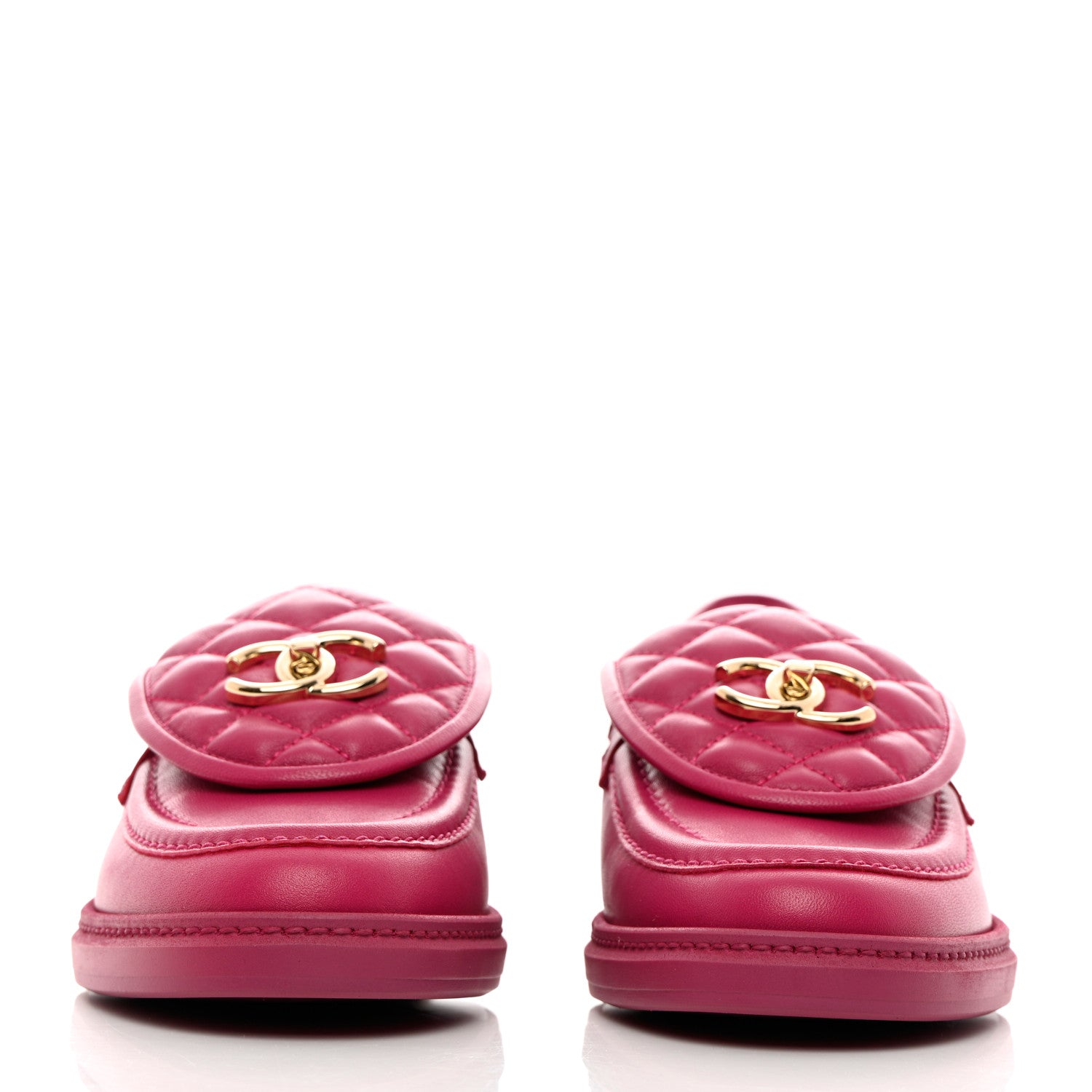 Chanel Lambskin Quilted CC Turnlock Loafers 37.5 Fuchsia 2 of 12