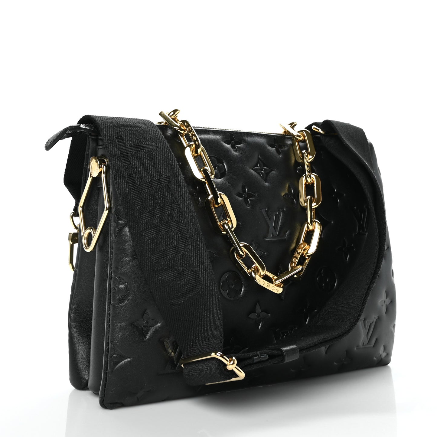 Lambskin Embossed Monogram Coussin PM Black