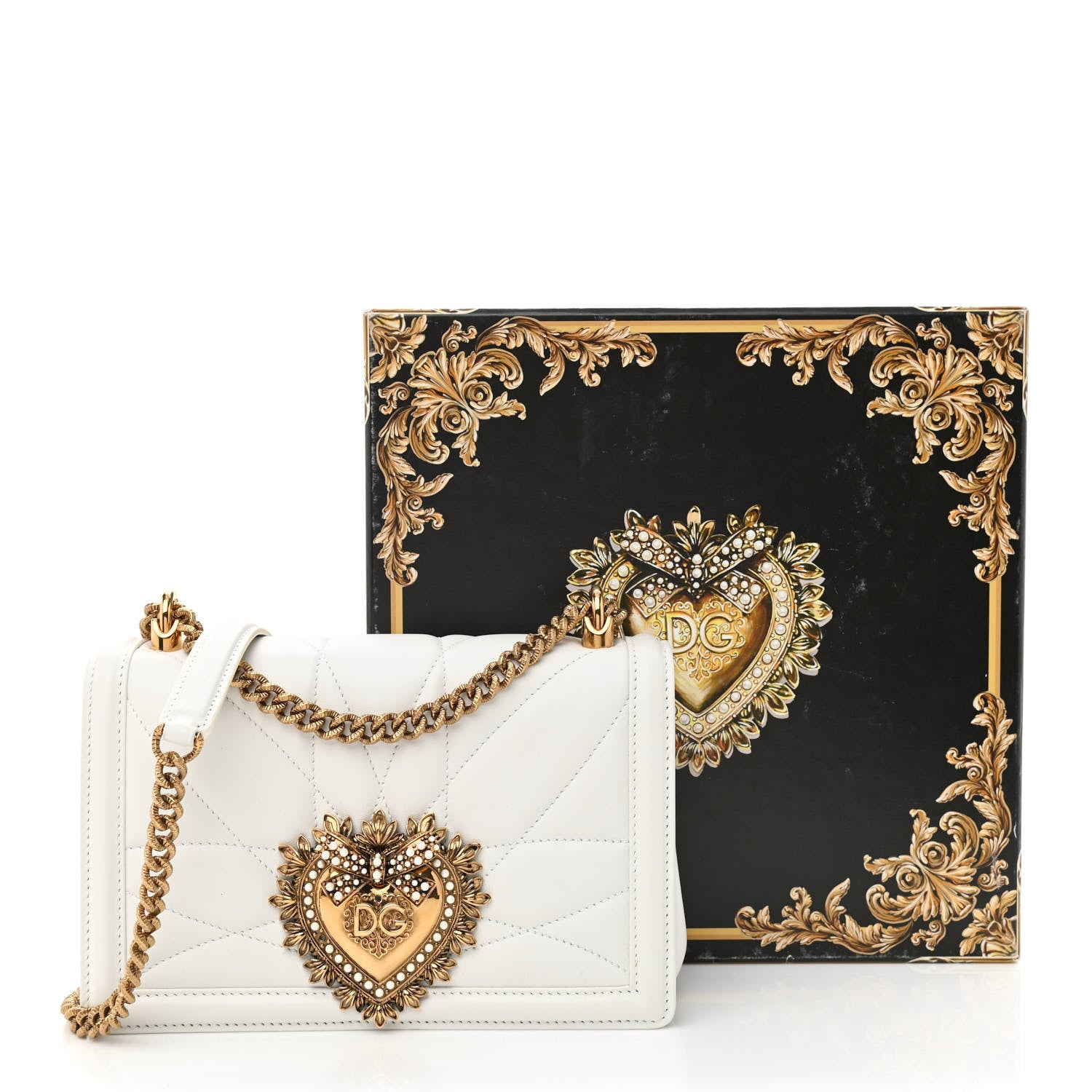 Dolce & Gabbana Calfskin Medium Devotion Crossbody Bag White 8 of 8