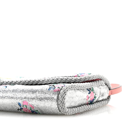Valentino Garavani Floral Jacquard Lurex Small DeVain Shoulder Bag Silver 9 of 11