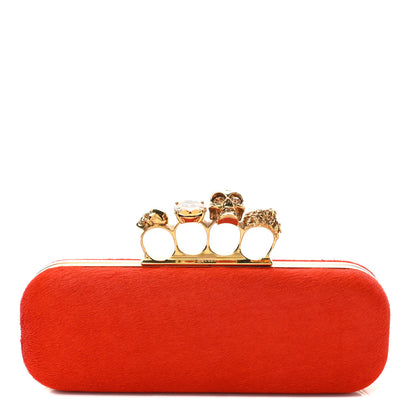 Alexander McQueen Calf Hair Long Skull Box Clutch Orange 1 of 7