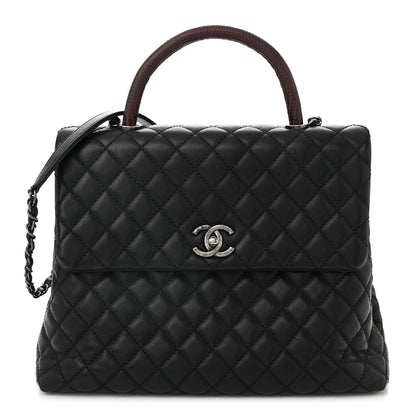 Chanel Caviar Lizard Quilted Large Coco Handle Flap Grey 1 of 10