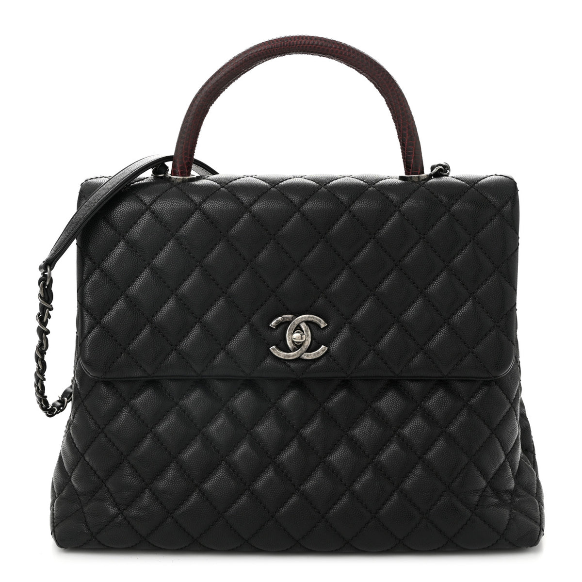 Chanel Caviar Lizard Quilted Large Coco Handle Flap Grey 1 of 10
