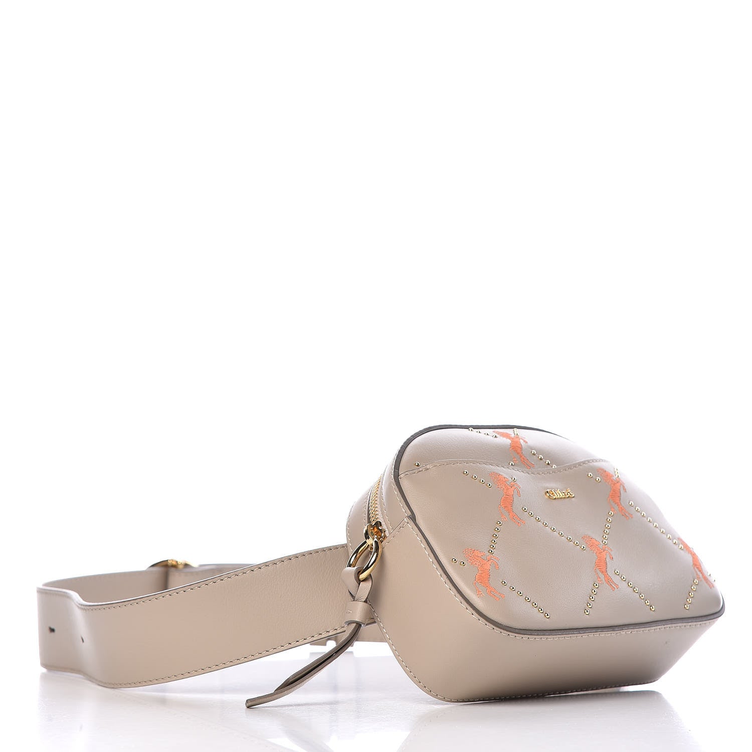 Chloe Smooth Calfskin Little Horses Embroidered Signature Belt Bag Pastel Grey 4 of 9