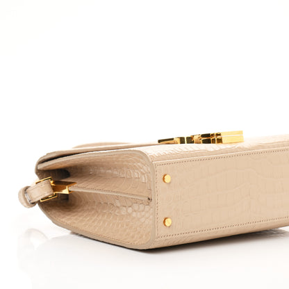 Saint Laurent Crocodile Embossed Mini Classic Monogram Cassandra Top Handle Nude 9 of 10