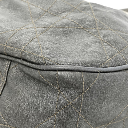 Christian Dior Metallic Lambskin Cannage Drawstring Bag Grey 18 of 21