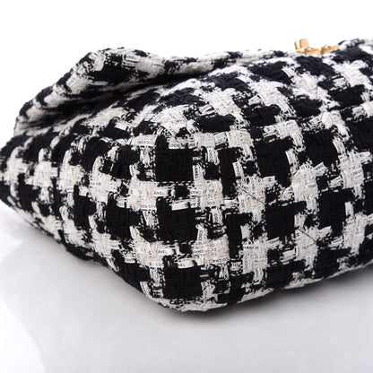 Chanel Tweed Quilted Maxi Chanel 19 Flap Black Ecru White 7 of 10