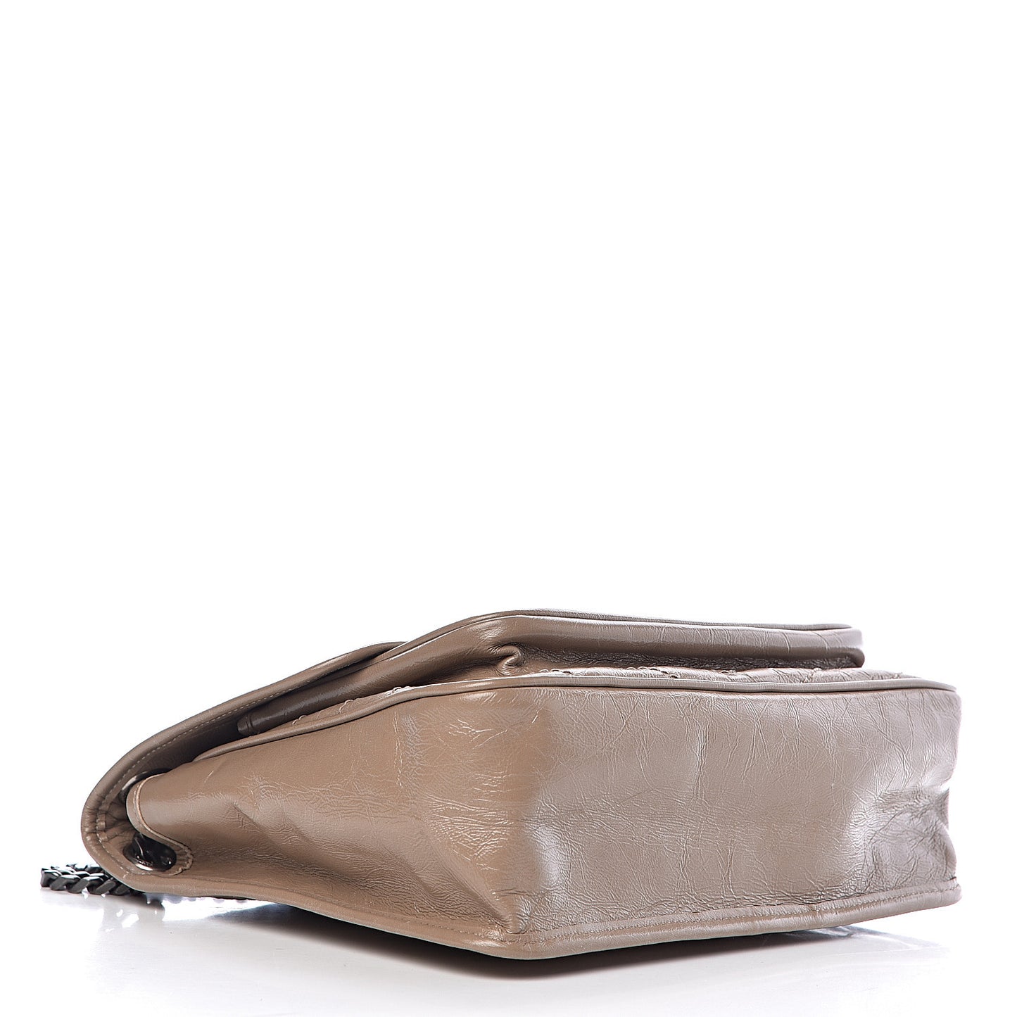 Crinkled Calfskin Matelasse Monogram Medium Niki Chain Satchel Light Taupe