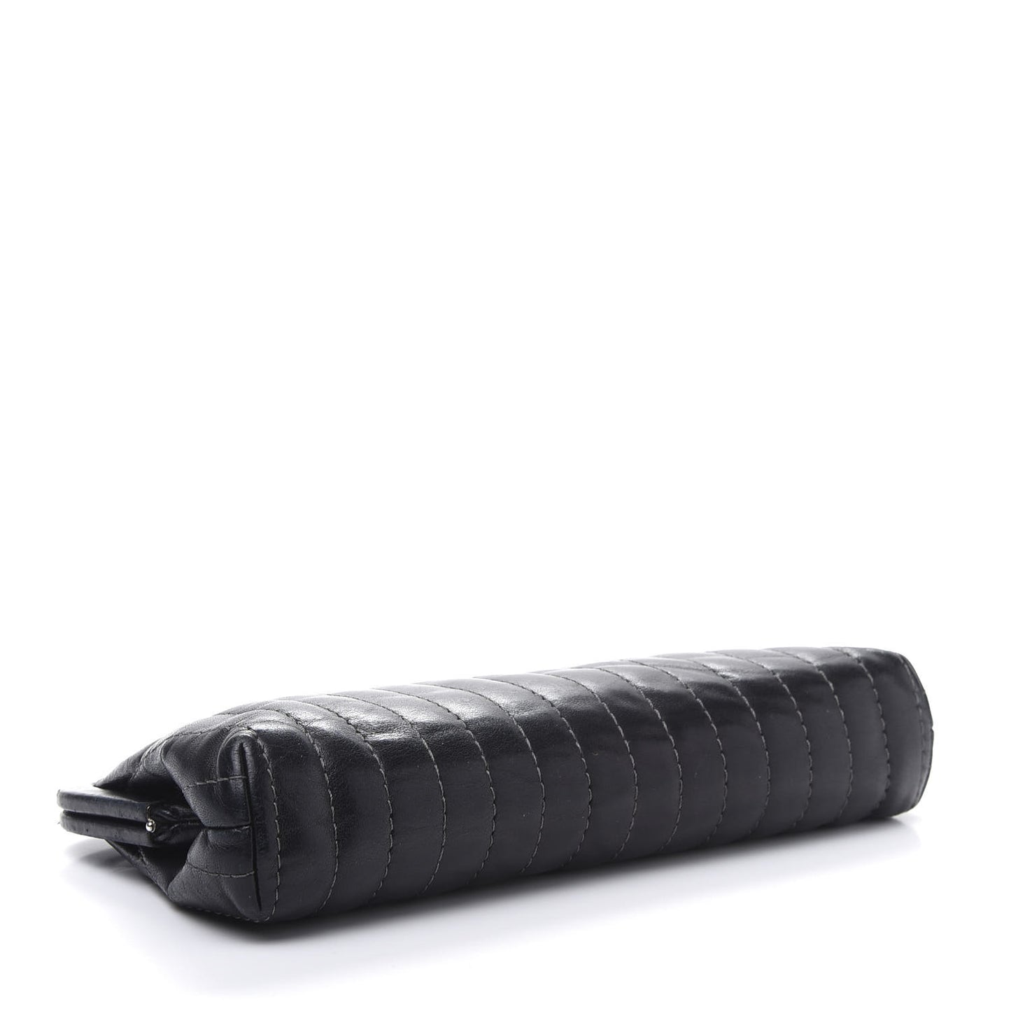 Lambskin Vertical Quilted Mademoiselle Clutch Black