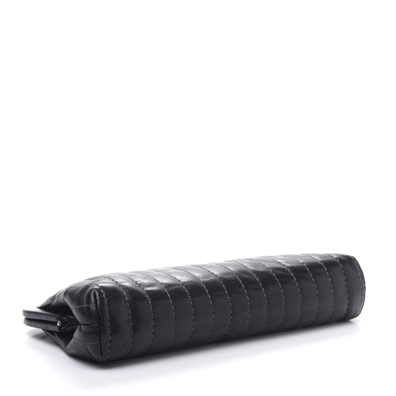 Chanel Lambskin Vertical Quilted Mademoiselle Clutch Black 4 of 10