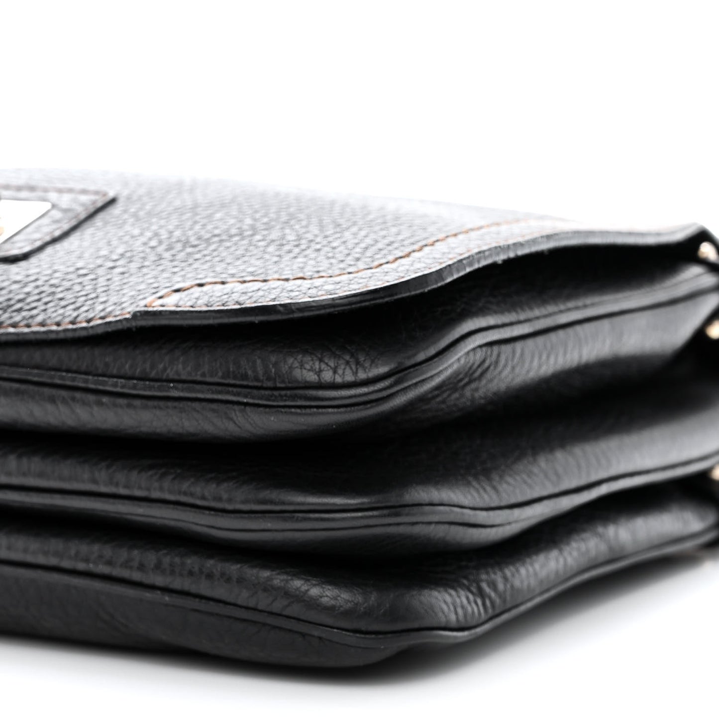 Grained Calfskin Gancini Flap Shoulder Bag Black