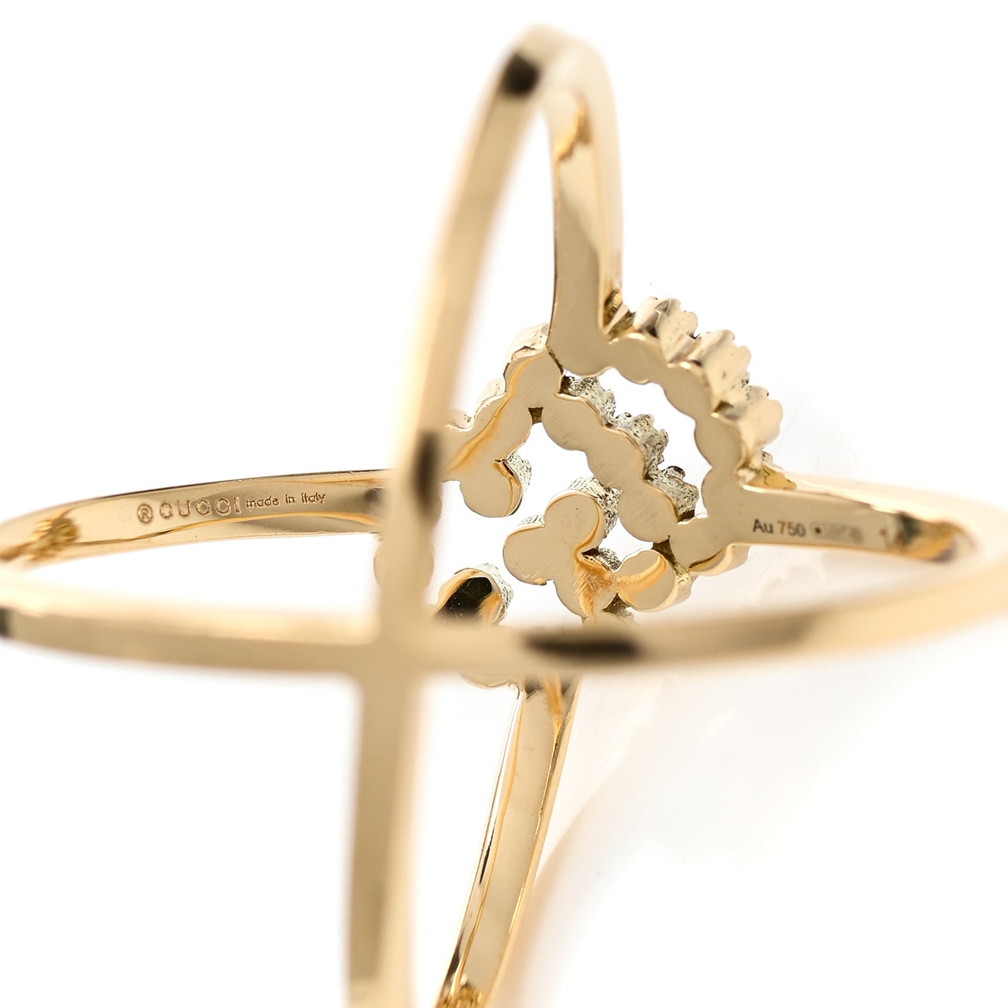 18K Yellow Gold Diamond Running G Cross Ring 53 6.25
