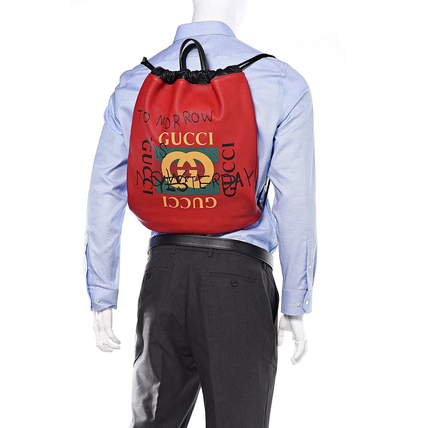 Calfskin Coco Capitan Logo Drawstring Backpack Hibiscus Red