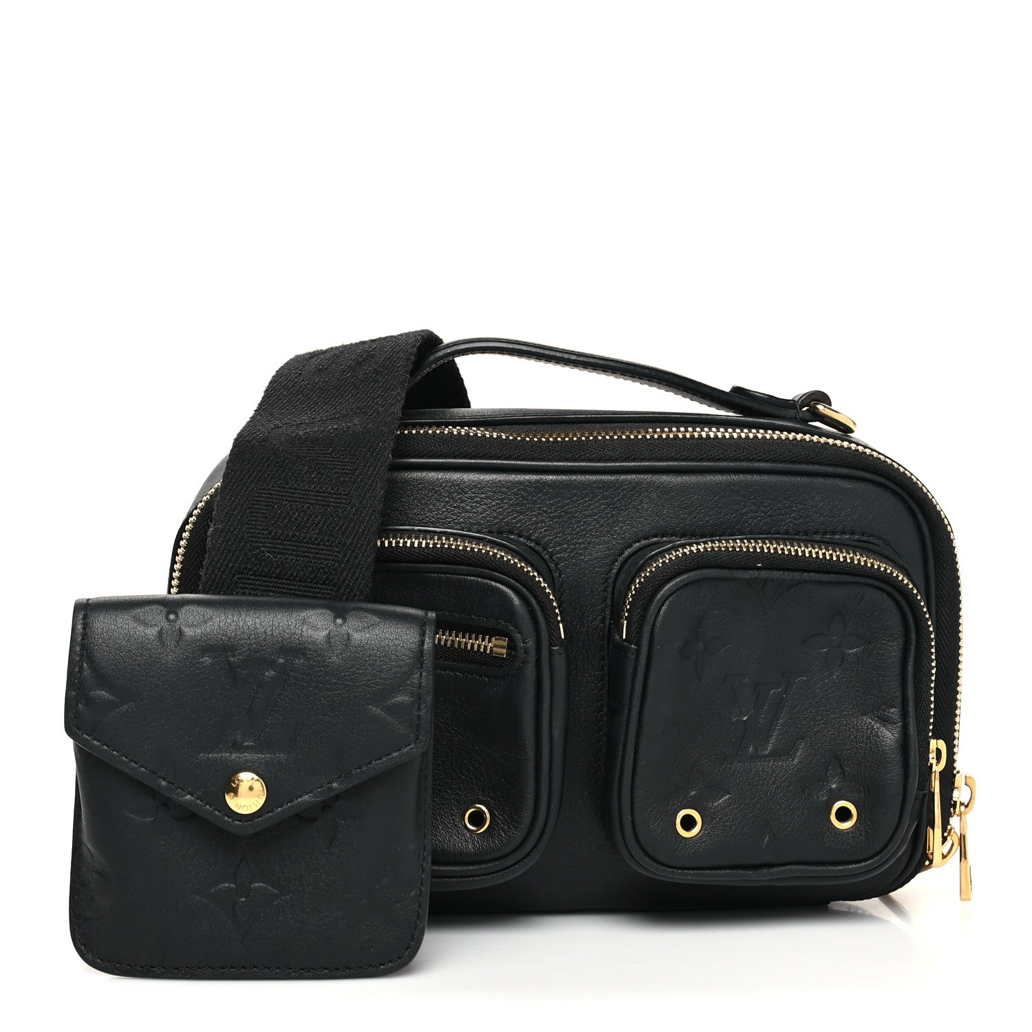 Louis Vuitton Calfskin Monogram Embossed Utility Crossbody Black 1 of 8