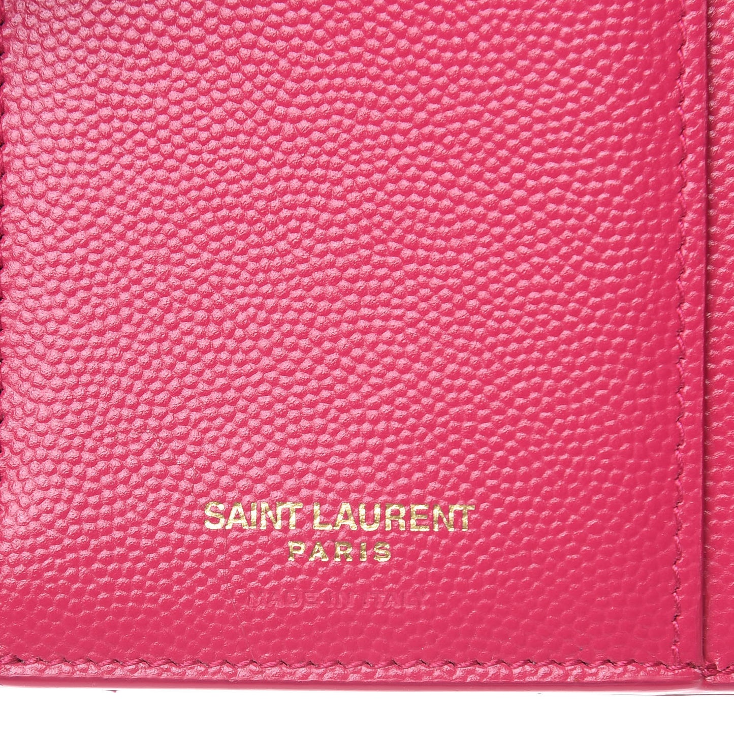 Grain De Poudre Matelasse Chevron Monogram Compact Tri Fold Wallet Fuschia