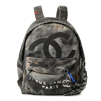 Chanel Graffiti Printed Canvas Medium Backpack Black 1 of 9