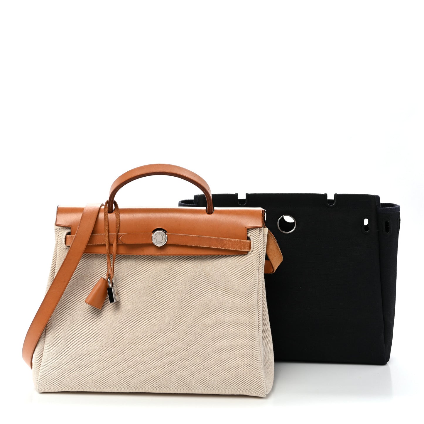 Toile Vache Calfskin Herbag PM 30 Black Natural