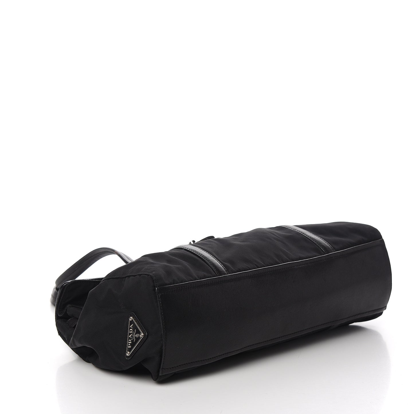 Soft Calfskin Tessuto Nylon Shoulder Bag Black