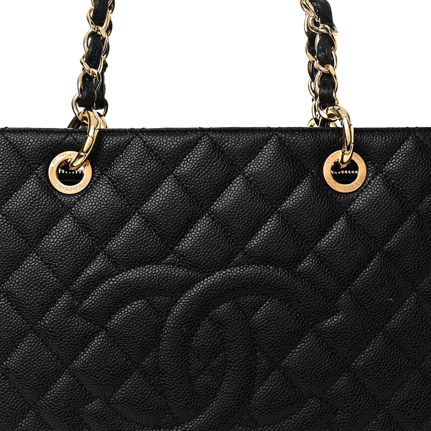 Caviar Quilted Grand Shopping Tote GST Black