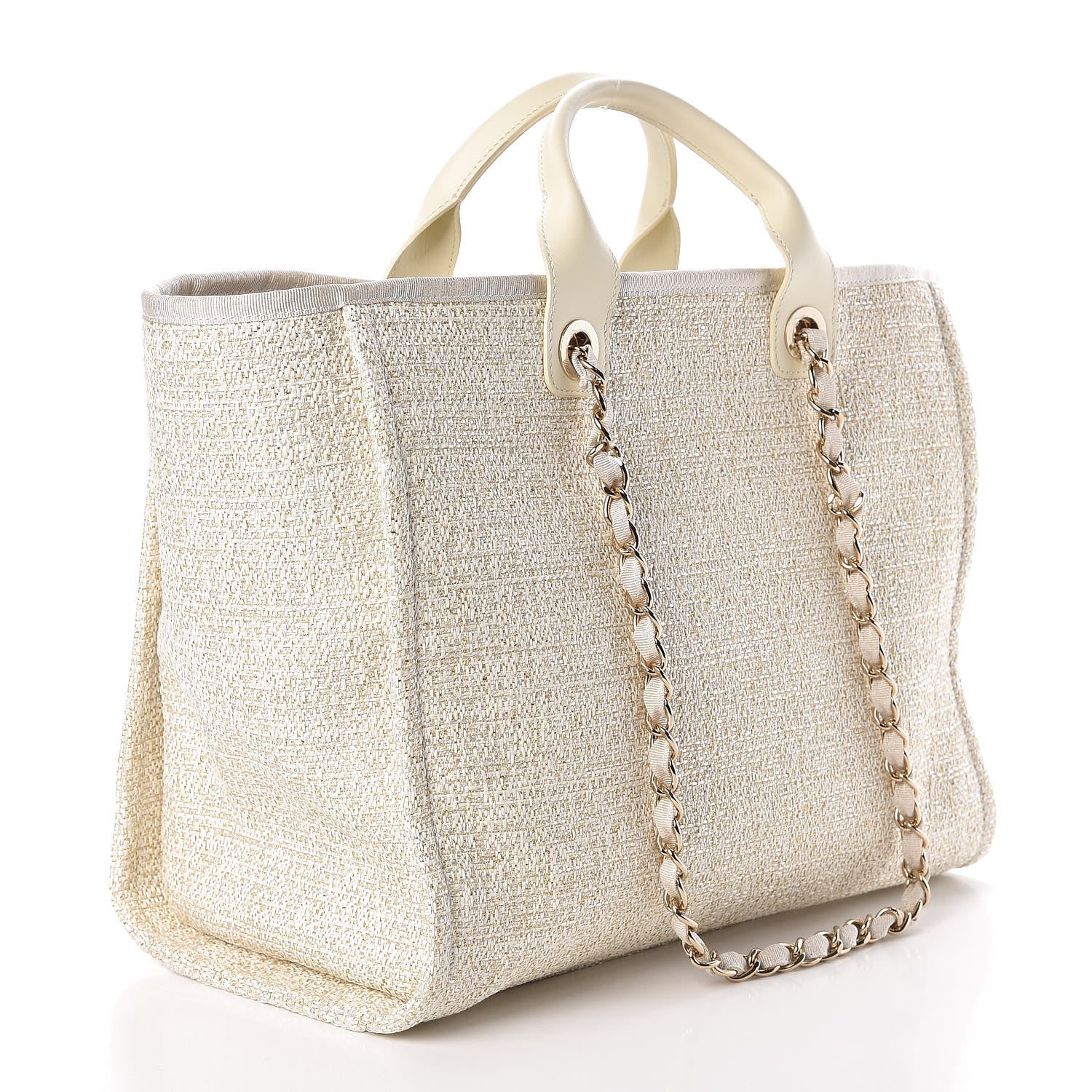 Chanel Canvas Large Deauville Tote Ivory 3 of 8
