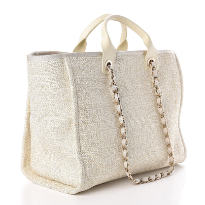 Chanel Canvas Large Deauville Tote Ivory 3 of 8