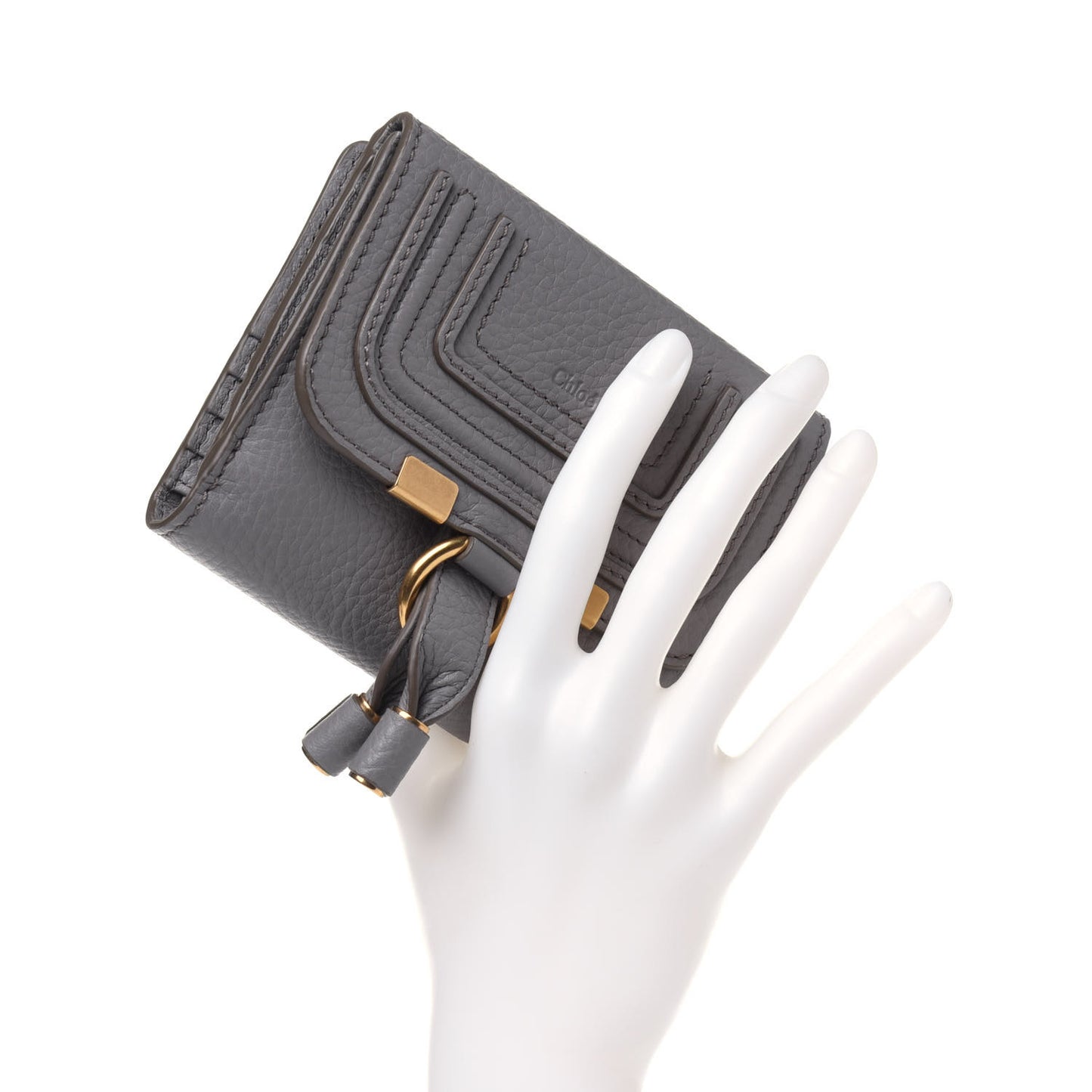 Grained Calfskin Marcie Square Wallet Cashmere Grey