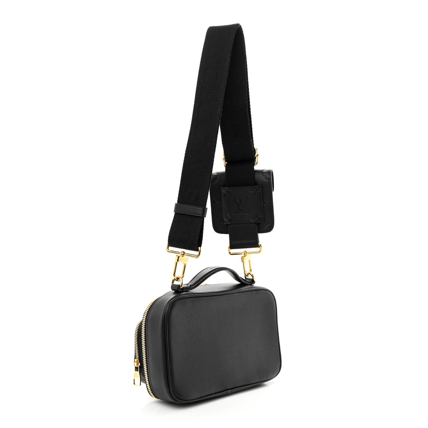 Calfskin Monogram Embossed Utility Crossbody Black
