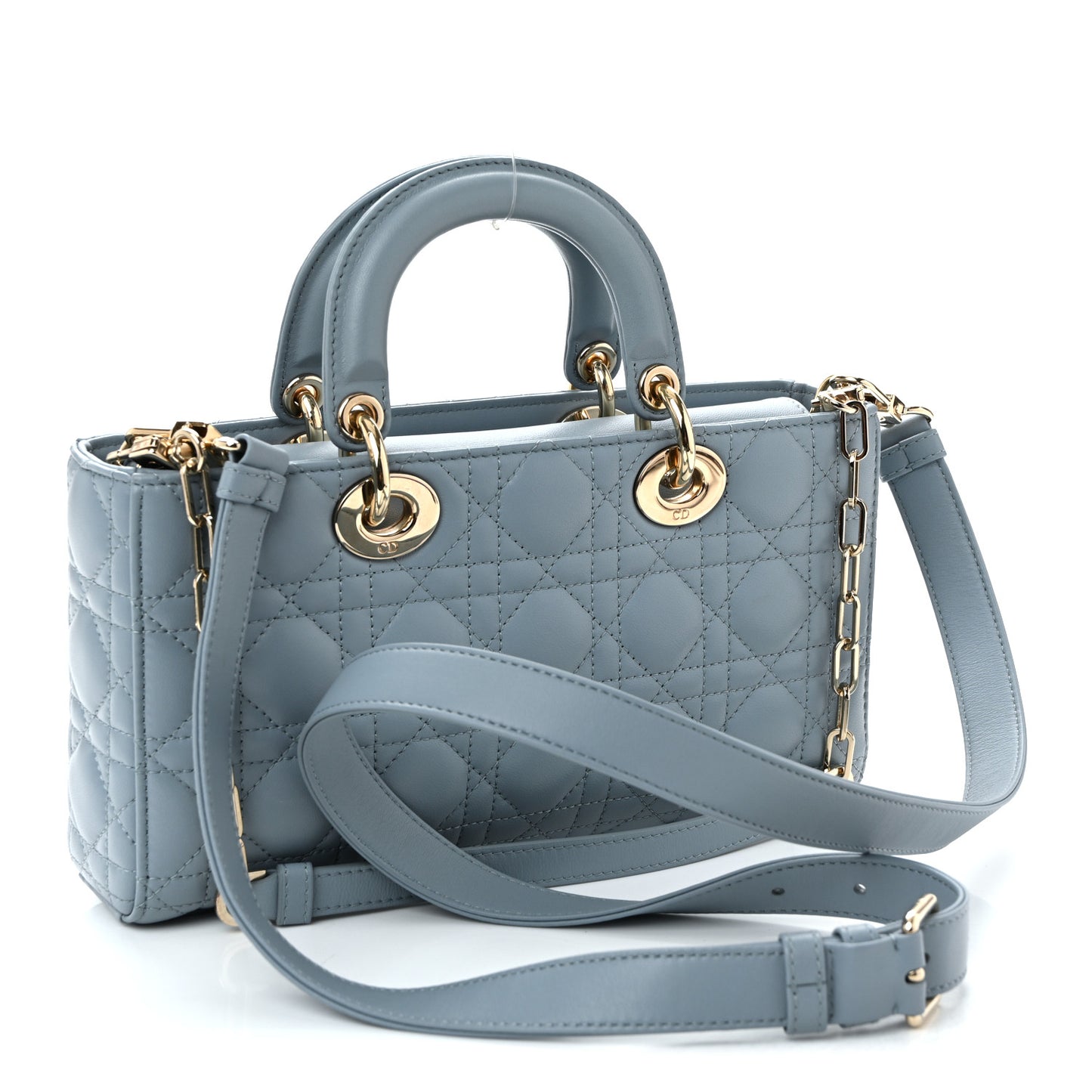 Lambskin Cannage Medium Lady D-Joy Light Blue