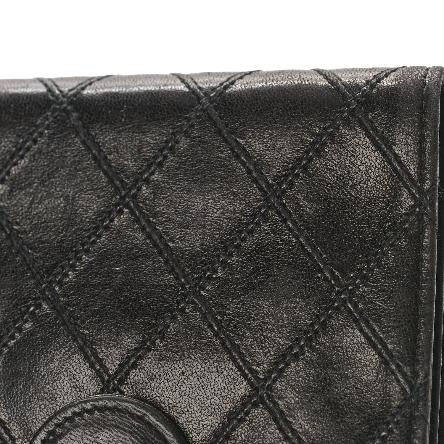 Chanel Calfskin Diamond Stitched Compact Wallet Black 10 of 12