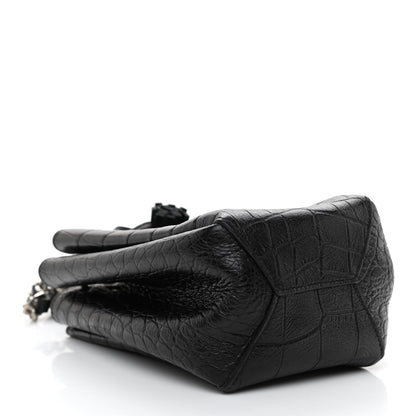 Saint Laurent Calfskin Crocodile Embossed Mini Emmanuelle Bucket Bag Black 4 of 8