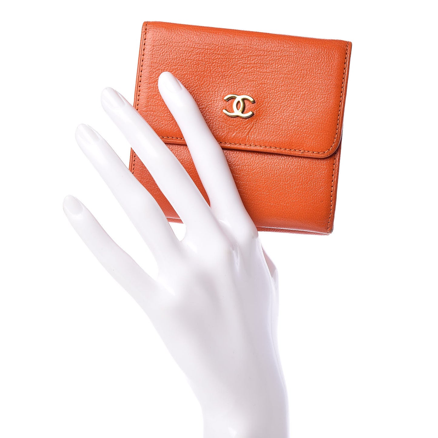 Goatskin Compact Double Sided Wallet Orange