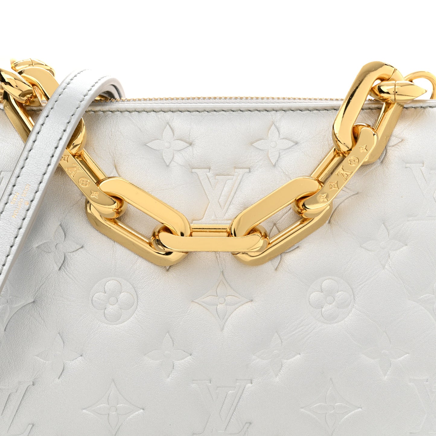 Lambskin Embossed Monogram Coussin BB Silver