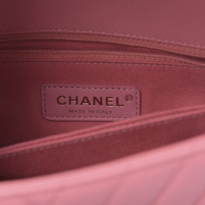 Chanel Caviar Chevron Quilted Mini Coco Handle Flap Pink 6 of 10