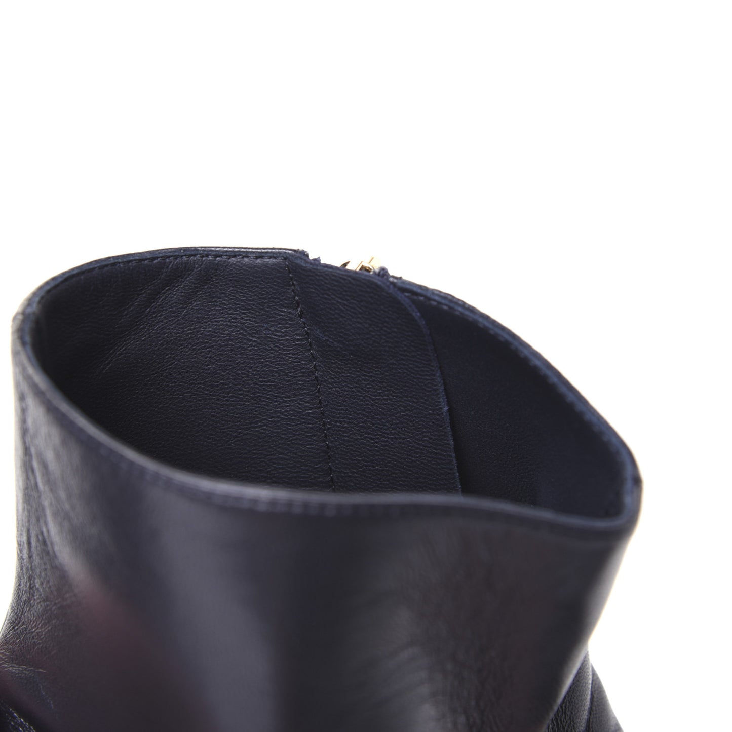 Lambskin Double Stack Chain Cap Toe Boots 39 Navy